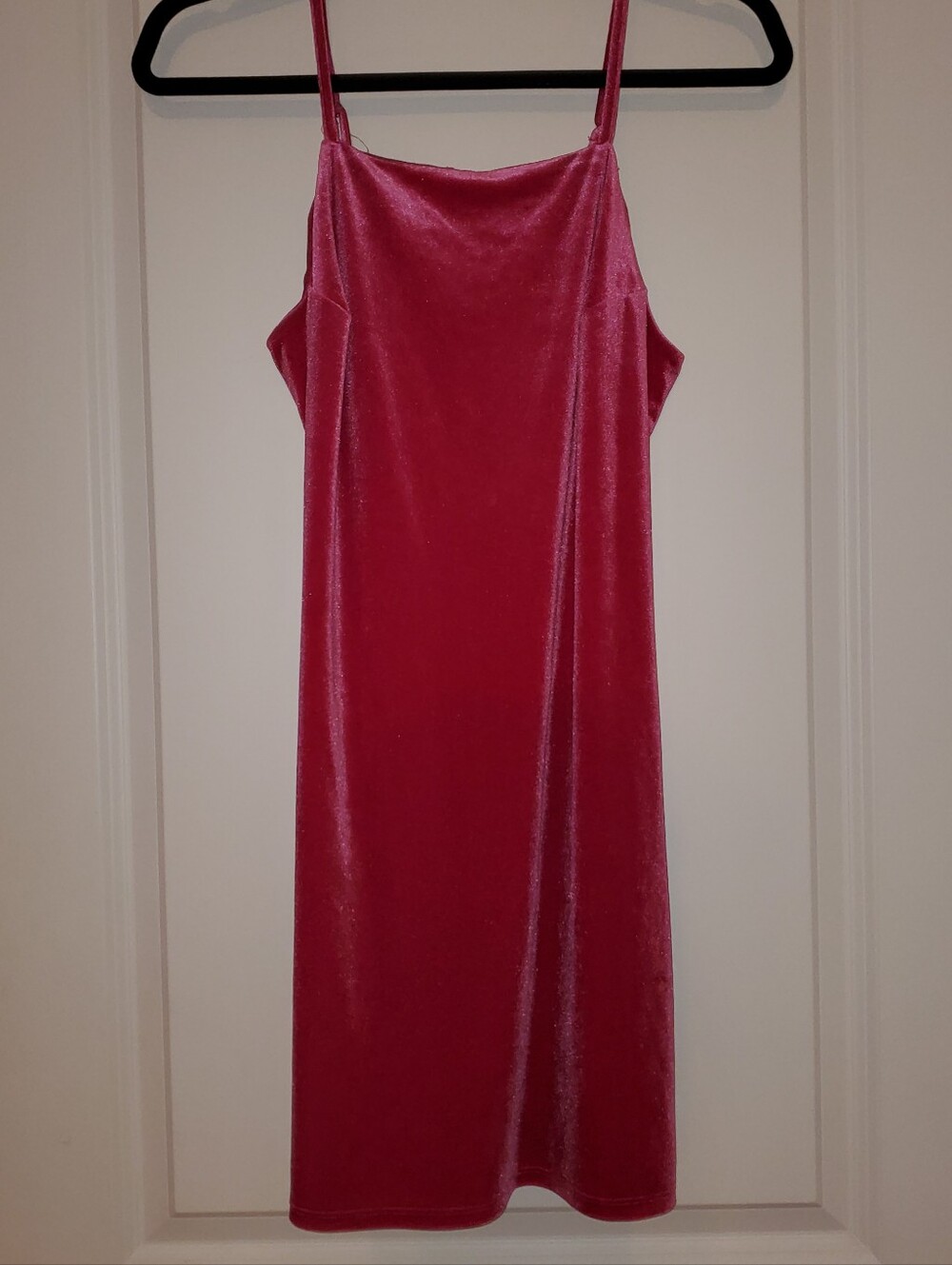 Velvet Spaghetti Strap Slip Dress in Deep Pink, Vylette, Medium
